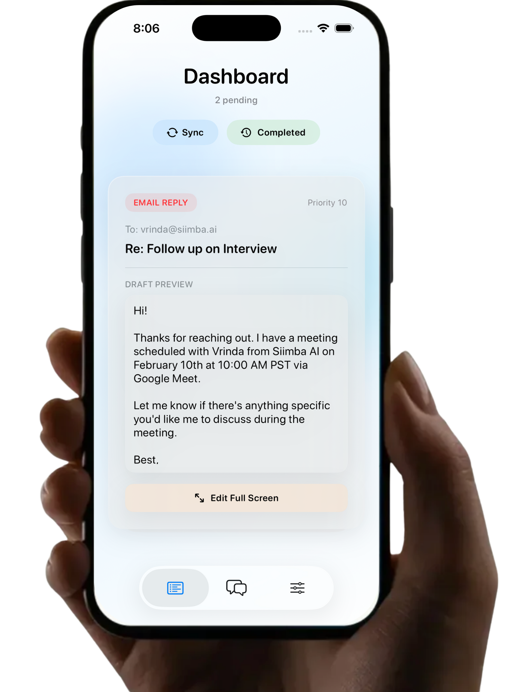 Siimba app interface on mobile device
